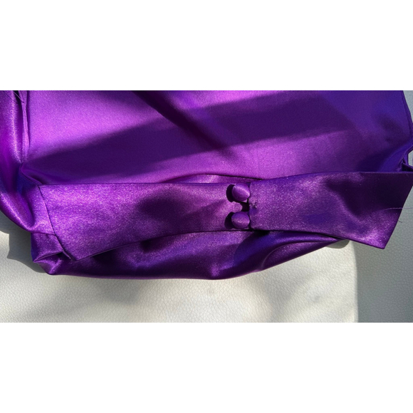 GB mini dress, purple satin cowl halter asymmetrical, Size 13 Retail Price $100 - Picture 6 of 7